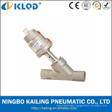 Pneumatic valve for neutral and aggressive liquids and gases,stainless steel welding angle seat valve